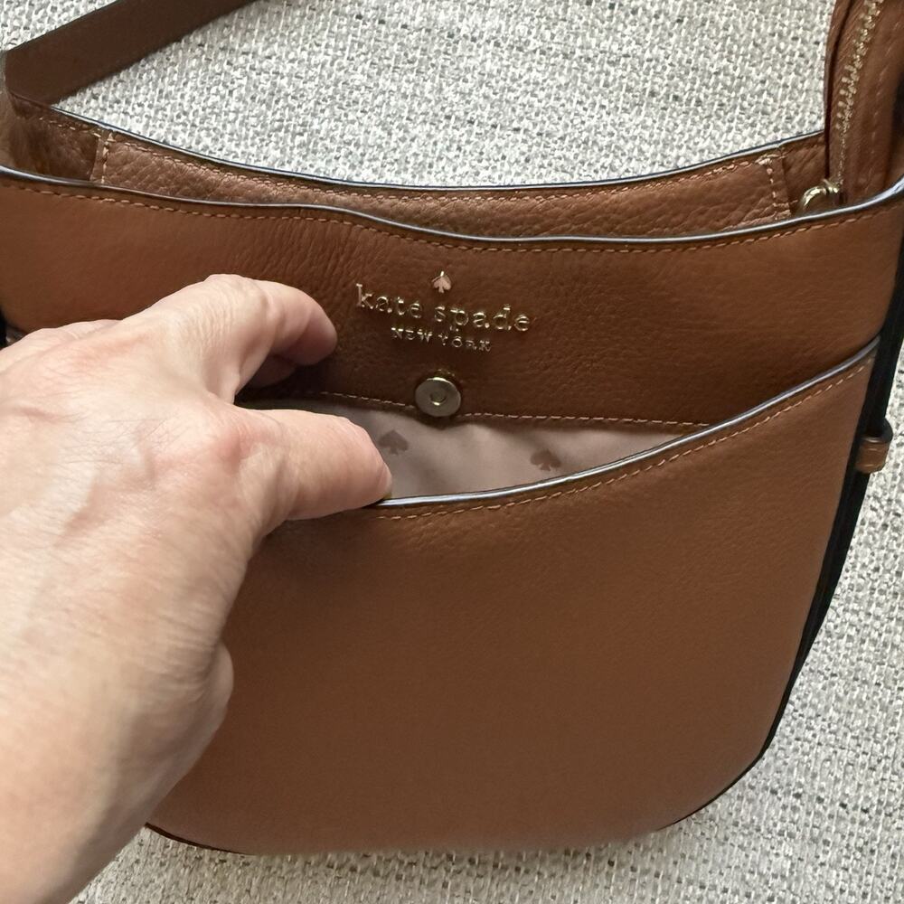 Kate Spade Leila Pebbled Leather Crossbody Purse Warm Ginger Minimalist Classic - Picture 7 of 16